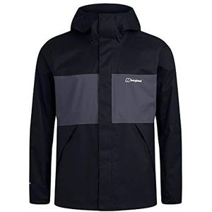 Berghaus Heren Glennon Shell waterdichte jas, Jet zwart/grijs krijtstreep S