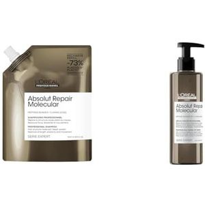 L’Oréal Professionnel, Routine voor zeer beschadigd haar, set met Shampoo navulling en Rinse-Off Serum, Herstelt de Moleculaire Structuur Van het Haar, Absolut Repair Moleculair