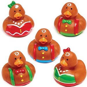 Baker Ross FX412 Peperkoekenman Badeenden - Pak van 5, Kerstmis Zakjesvuller, Badspeelgoed voor kinderen, Kinderspeelgoed en -Geschenken