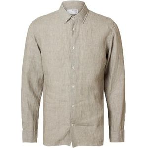 SELETED HOMME Heren Slhregkylian Linnen Shirt Ls Classic Noos shirt met lange mouwen, Vetiver., XL