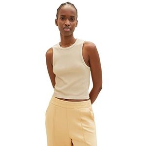 TOM TAILOR Denim Cropped Basic Top voor dames, 31700 - Dusty Sand Beige, S/M
