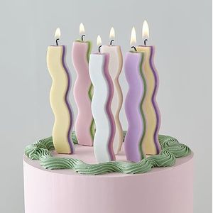 Ginger Ray Pastel Lila Geel Groen & Roze Verjaardagstaart Kaarsen 6 Pack 13cm