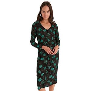 TRENDYOL Dames Woman Mini Shift Reverskraag geweven stof jurk, Meerkleurig, 36