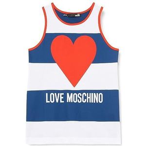 Love Moschino Dames Regular fit Tank Top, Wit Blauw Rood, 40, Wit-blauw-rood, 40