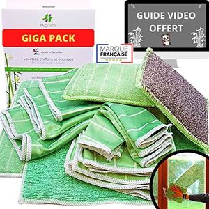 Set van 10 bamboedoeken voor XXL-ramen, microvezeldoek, handdoek, magische spons, wasbaar, premium – herbruikbare doek zonder sporen tegen stof, glanzend servies, raamreiniger, roestvrij staal