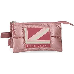 Pepe Jeans Carol pennenetui, drievoudig, roze, 22 x 12 x 5 cm, polyester