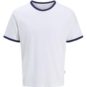 JACK & JONES Jorformentera Ringer Tee Ss Crew Neck voor heren, wit (bright white), L