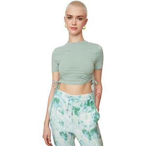 Trendyol Dames Mint Shirred Gebreide Blouse, XS