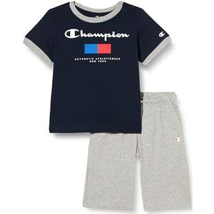 Champion Legacy Graphic Shop B - New York Crewneck T-shirt & shorts compleet, marineblauw/grijs gemêleerd licht, 3-4 jaar kinderen en jongeren SS24, marineblauw/lichtgrijs gemêleerd, 3-4 Jaar