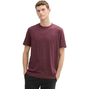 TOM TAILOR Heren 1044016 Basic T-shirt met geborduurd logo, 10782 - Gipsy Purple Melange, M