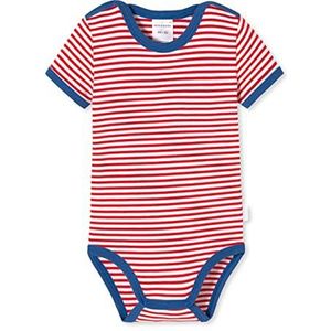 Schiesser Uniseks kinderbody met halve mouwen, baby- en peuterondergoedset, rood, wit, blauw, gestreept