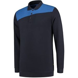 Tricorp 302004 casual polokraag bicolor kruisnaad sweatshirt, 70% gekamd katoen/30% polyester, 280 g/m², marineblauw koningsblauw, maat 3XL