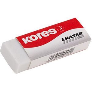 Kores - KE-20: witte PVC-gummen met papieren hoes voor kinderen, studenten en volwassenen, niet-toxisch en kindvriendelijk, school- en kantoorbenodigdheden, 60 x 21 x 10 mm, verpakking van 2 stuks