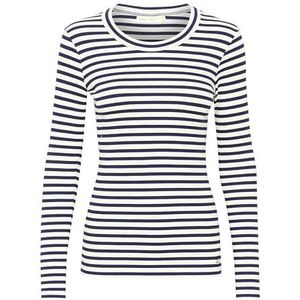 InWear Dagnaiw Striped T-shirt Ls dames, Whisper White/Midnight Magic, XL