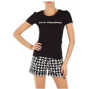 Love Moschino Dames Tight-Fit Short-Sleeved T-Shirt, Zwart, 42, zwart, 42