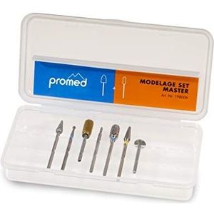 Promed Master Slijplichaamsset, 7 schuurschijven voor het modelleren van kunstnagels, bitset, nagelfrees, accessoires voor Promed frezen, schachtdiameter 2,332 tot 2,350 mm.