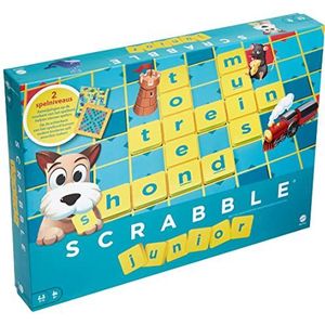 Mattel Scrabble Junior Dutch - Kindvriendelijk spel voor 5-10 jaar - Dubbelzijdig speelbord - Inclusief letterstenen