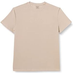 DeFacto Oversized T-shirt met korte mouwen voor heren - basic ronde hals T-shirt voor heren, beige, XL