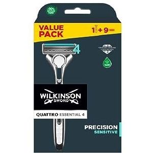 Wilkinson Quattro Essential 4 Sensitive scheermes, inclusief 8 navullingen
