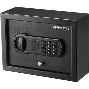 Amazon Basics – Veilig, klein, slank, voor bureaulade, met programmeerbaar elektronisch toetsenveld, zwart, 30 cm B x 21,8 cm D x 11,2 cm H