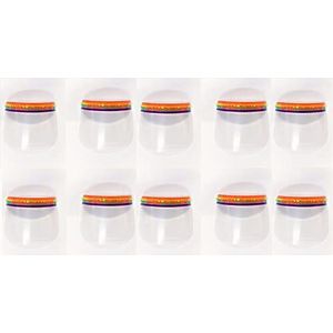 Tien regenboog beschermend vizier van polycarbonaat, transparant, verstelbaar