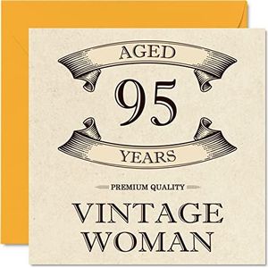 Vintage 95e verjaardagskaarten voor vrouwen - leeftijd 95 jaar - leuke verjaardagskaart voor mama zus vrouw oma oppas oma tante, 145 mm x 145 mm dames wenskaarten, 95e verjaardagskaart
