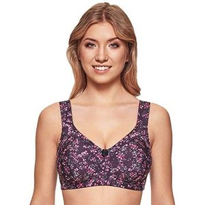 Susa Ontlastingsbeha voor dames, zonder beugels, comfortabele damesbeha met genaaide cups, ontlasting van rug, nek, schouders, Violet (paars bedrukt 364), 95D