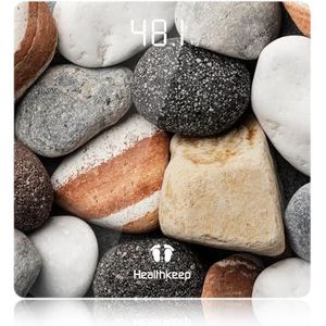 Healthkeep Digitale personenweegschaal, hoge precisie, met step-on-technologie, LED-display, slank ontwerp, max. 180 kg/400 lb, kiezelsteenmotief