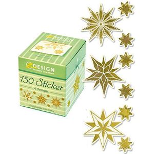 AVERY Zweckform Art. 56823 stickers sterren (kerststickers, transparante folie met gouden reliëf 38 mm in dispenser, kaarten, kerstcadeaus, kerstpost, stickers op rol) 50 stuks