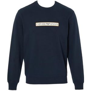 Emporio Armani Heren Mannen Mannen Geborsteld Terry Crew Neck Sweater Sweatshirt, marineblauw, M