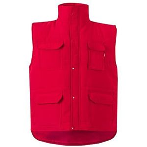 VELILLA 108, gewatteerd vest met meerdere zakken, rood, maat M