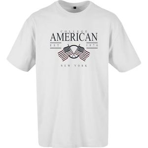 American College T-shirt met korte mouwen voor heren, wit, maat XXL, model AC2, 100% katoen, Roze, XXL