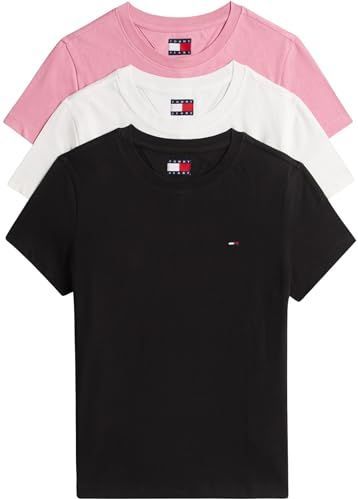 Tommy Jeans - DW0DW22175 - Set van drie T-shirts - Roze Wit Zwart - Katoen - Korte Mouwen