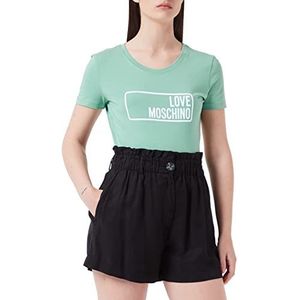 Love Moschino Dames korte mouwen in stretch katoenen jersey met Institutional Logo T-shirt, groen, 40 NL