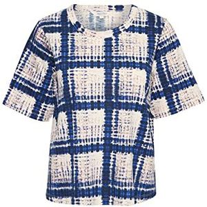 Part Two Owapw TS T-shirt voor dames, Blauwe vierkante print, M