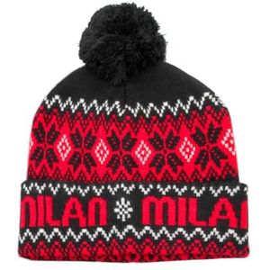 Muts Ponpon Jacquard 52% VI 30% PL 18% PA Milan 143480, Zwart, Eén maat