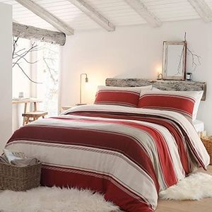 Fusion Snug - Betley Brushed - 100% geborsteld katoen dekbedovertrek set - kingsize bed in rood