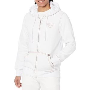 True Religion Heren Big T Zip Up Hoodie Pullover met capuchon, Optic White/Koi, X-Large