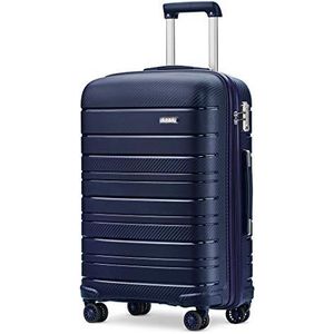 Kono 61 cm lichtgewicht medium harde schaal koffer 66L reisbagage met TSA-slot en 4 spinwielen (marineblauw), marineblauw, M(Medium 24Inch), Middelgrote koffer met harde schaal