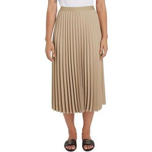 Tommy Hilfiger Dames Fluid Twill geplooide MIDI rok Beige 34, Beige, 60