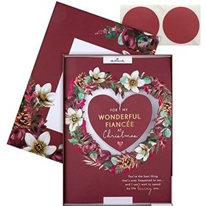 Hallmark Boxed kerstkaart voor verloofde - traditioneel hart en krans ontwerp
