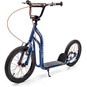 Scooter voor Kinderen Tieners en Volwassenen - Inklapbare Step met 2 Rem- Hoogte Verstelbaar - Funstep met Grote Gepompt Wielen - Aluminium City-Scooter tot 100 kg (Fozzy blue)