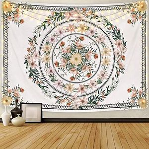 YISUMEI Mandala Tapestry Bloem Plant Tapijt voor Slaapkamer Esthetische Boheemse Bloemen Wandtapijten Muur Opknoping voor Kamer Decor (L/150x200cm/60x80inch)