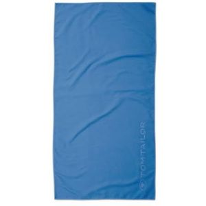 TOM TAILOR sportdoek, 70 x 140 cm, 80% polyester, 20% polyamide/microvezel, met fijne stiksels en logo in reliëf, sportkleding blauw (Cool Blue)