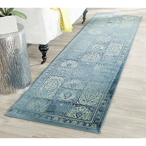 Safavieh Vintage geïnspireerd tapijt, VTG127, geweven zachte viscose vezel loper, turquoise blauw/meerkleurig, 62 x 240 cm