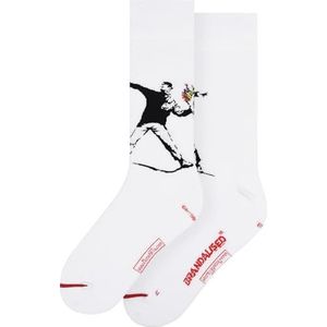 MuseARTa Unisex Banksy graffiti sokken, wit, 40-46