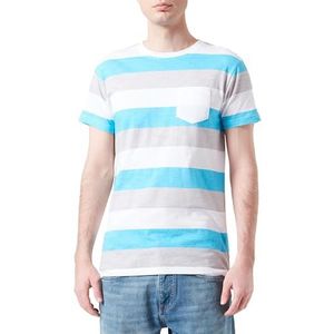 HOPENLIFE Vanitas T-shirt, heren, korte mouwen, gestreept, turquoise-grijs, XL, turquoise-grijs, XL