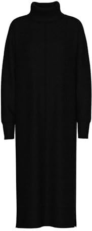 Pieces - MALOU - Gebreide Jurk - Mêlee - Oversized - Midi - Lange Mouwen