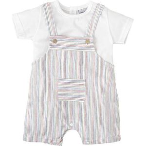 BABIDU Set korte tuinbroek en T-shirt, meerkleurig, gestreept, uniseks, voor baby's, Uniek, 3 Maanden