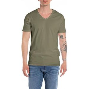 Replay Basic T-shirt voor heren, korte mouwen, regular fit, 408 Light Military, XS